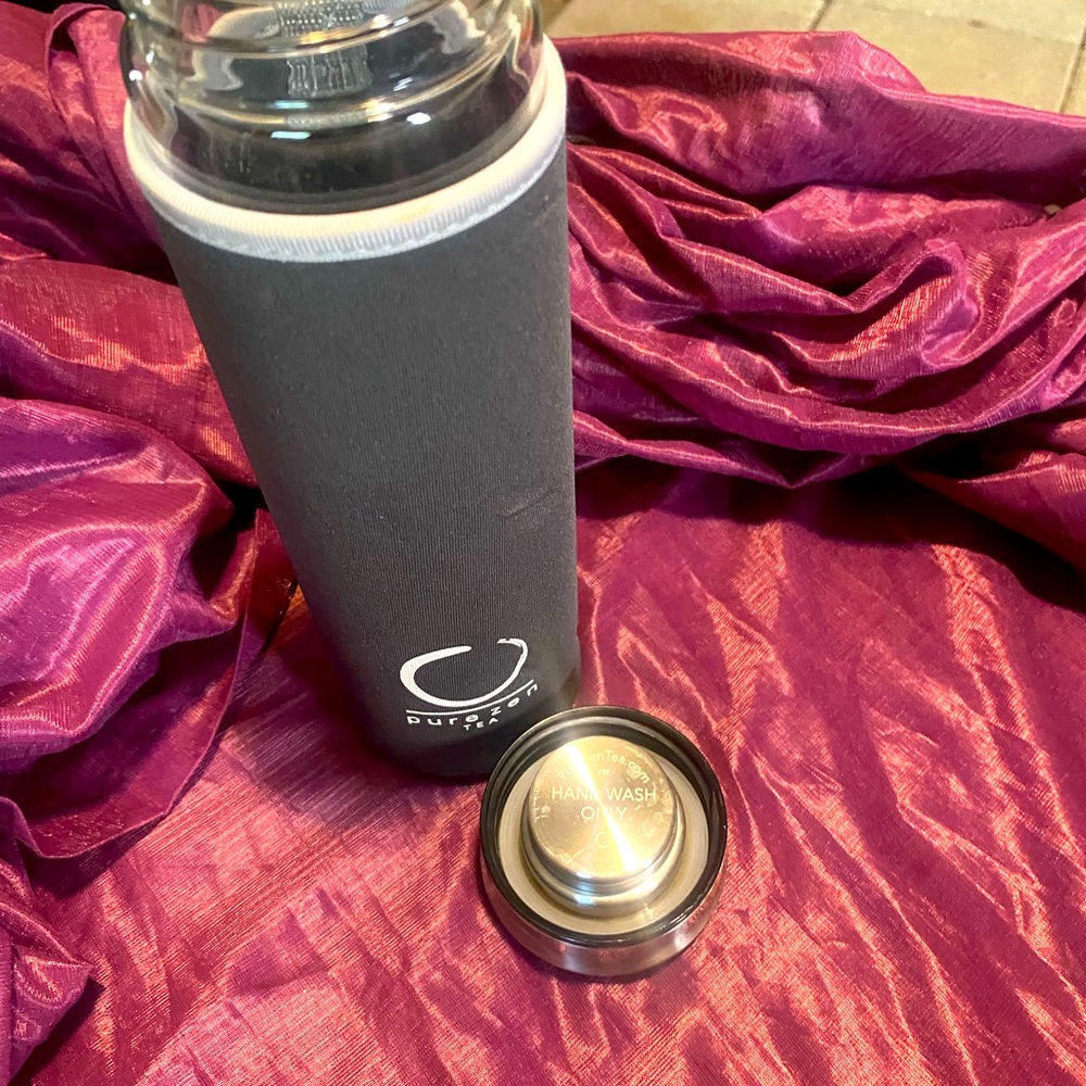 Zen tea glass insulated bottle w stainless steel lid